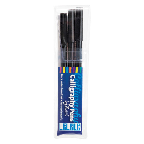 Creative School Supply Calligraphy Pens Assorted Sizes Black Pack of 3