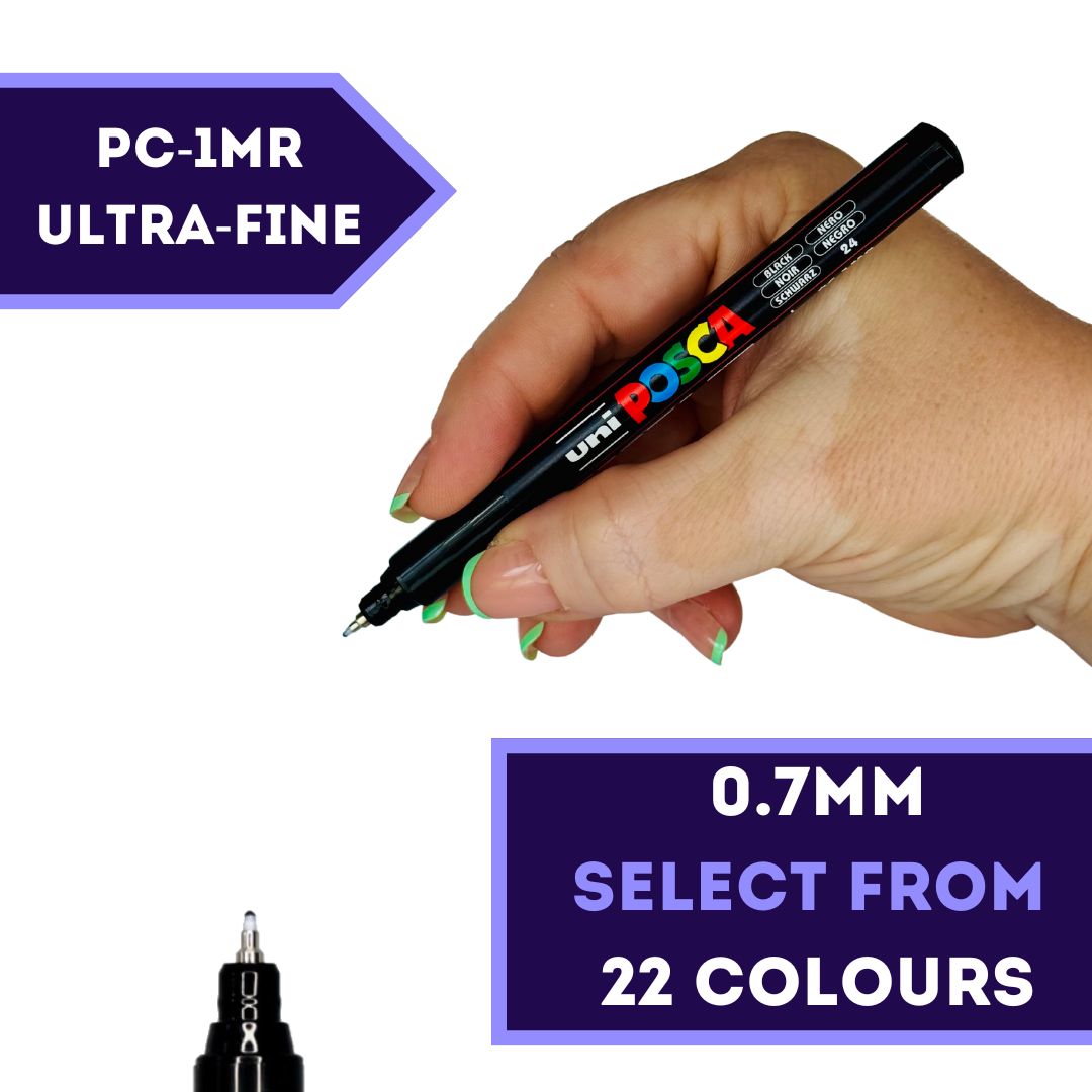 POSCA PC-1MR Paint Marker showing ultra fine 0.5-0.8mm bullet tip