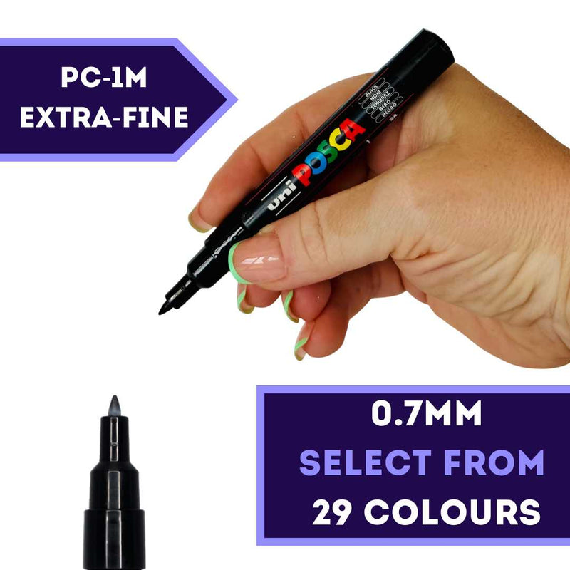 POSCA PC-1M Paint Marker showing extra fine 0.7-1.0mm bullet tip