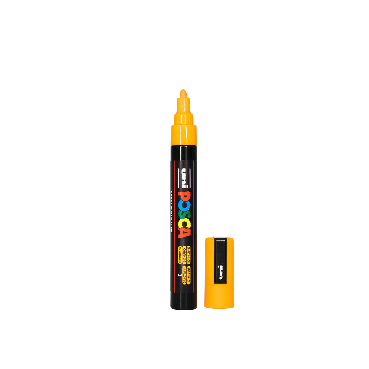 POSCA PC-5M Paint Marker Medium Bullet Tip Bright Yellow single pen showing ink colour