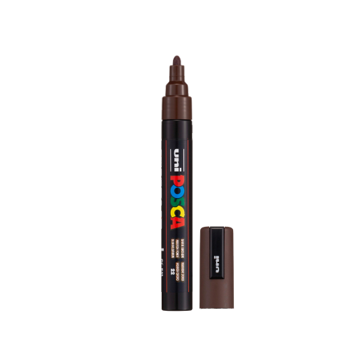 POSCA PC-5M Paint Marker Medium Bullet Tip Dark Brown single pen showing ink colour