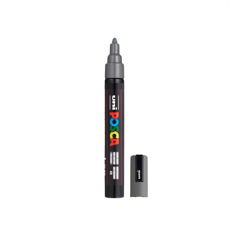 POSCA PC-5M Paint Marker Medium Bullet Tip Deep Grey single pen showing ink colour