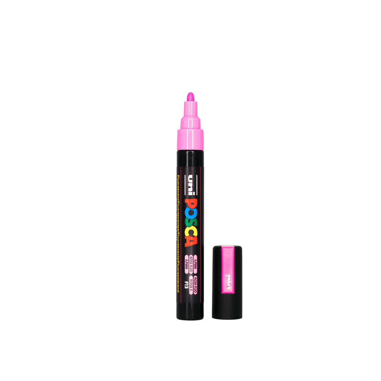 POSCA PC-5M Paint Marker Medium Bullet Tip Fluorescent Pink single pen showing ink colour