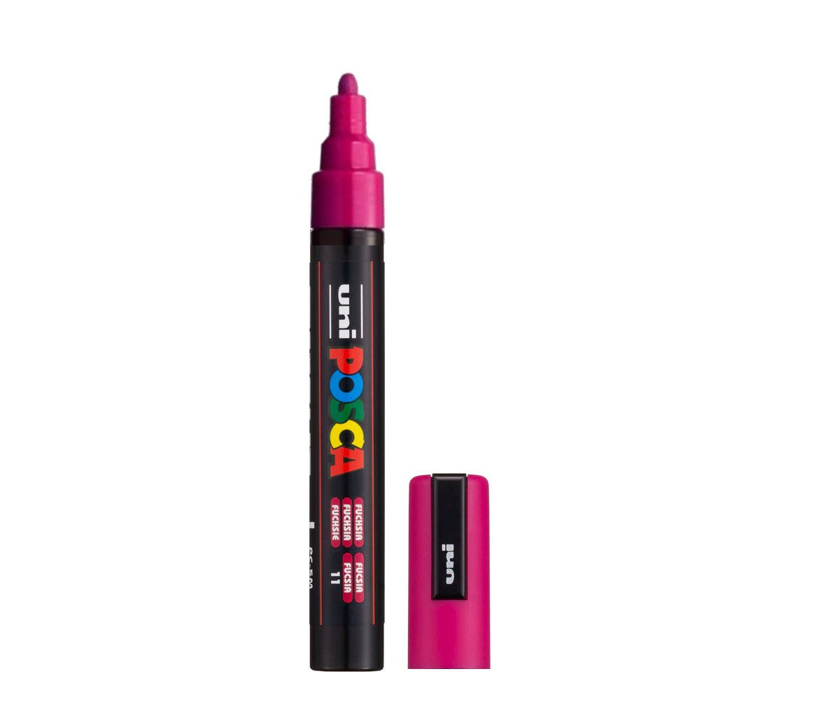 POSCA PC-5M Paint Marker Medium Bullet Tip Fuchsia single pen showing ink colour