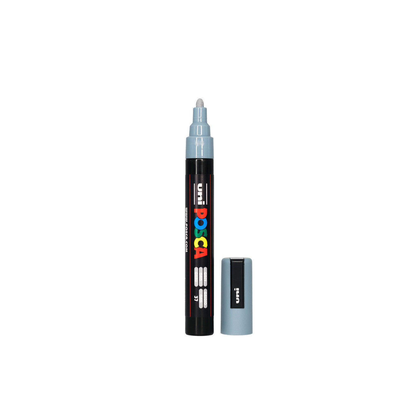 POSCA PC-5M Paint Marker Medium Bullet Tip Grey single pen showing ink colour