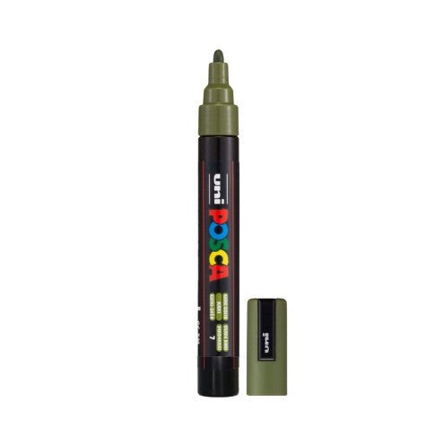 POSCA PC-5M Paint Marker Medium Bullet Tip Khaki Green single pen showing ink colour