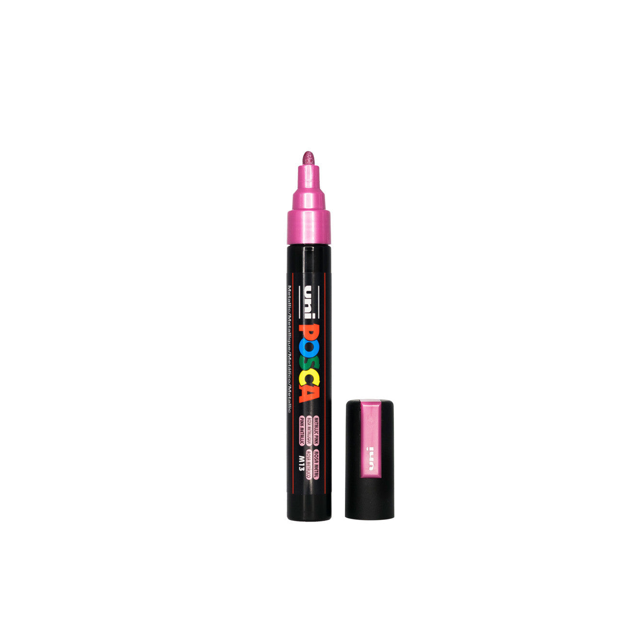 POSCA PC-5M Paint Marker Medium Bullet Tip Metallic Pink single pen showing ink colour