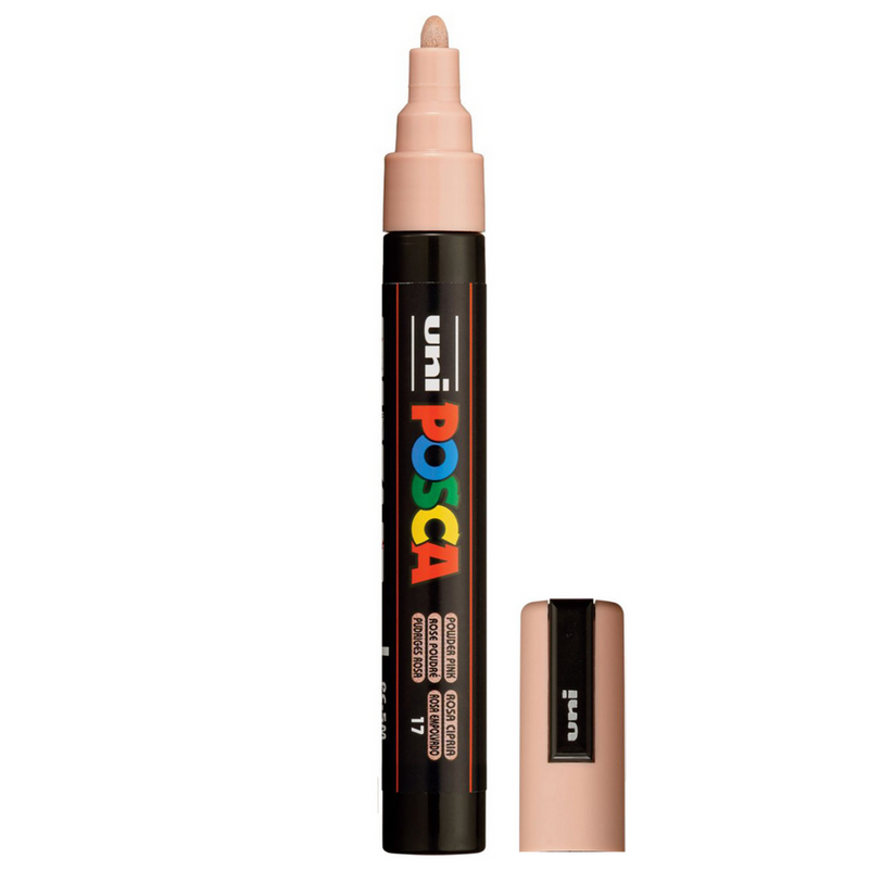 POSCA PC-5M Paint Marker Medium Bullet Tip Powder Pink single pen showing ink colour