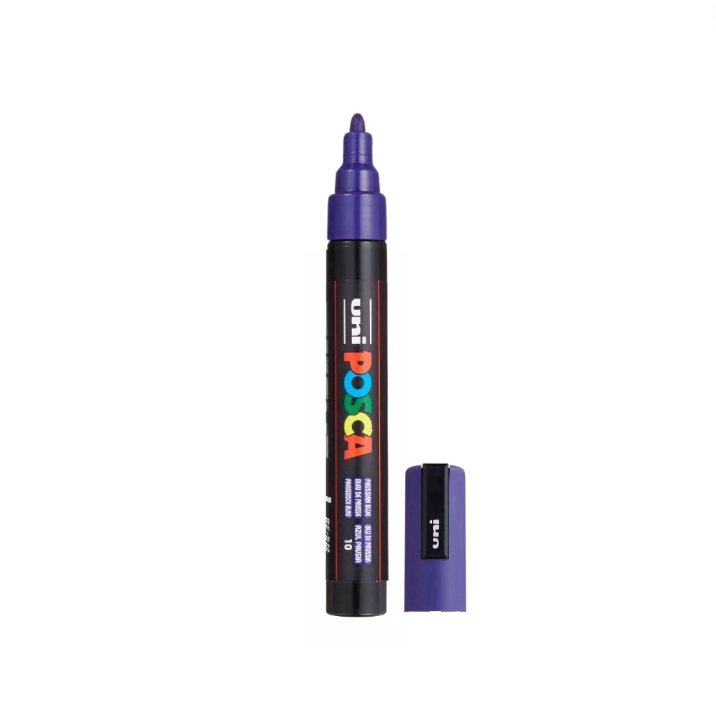 POSCA PC-5M Paint Marker Medium Bullet Tip Prussian Blue single pen showing ink colour
