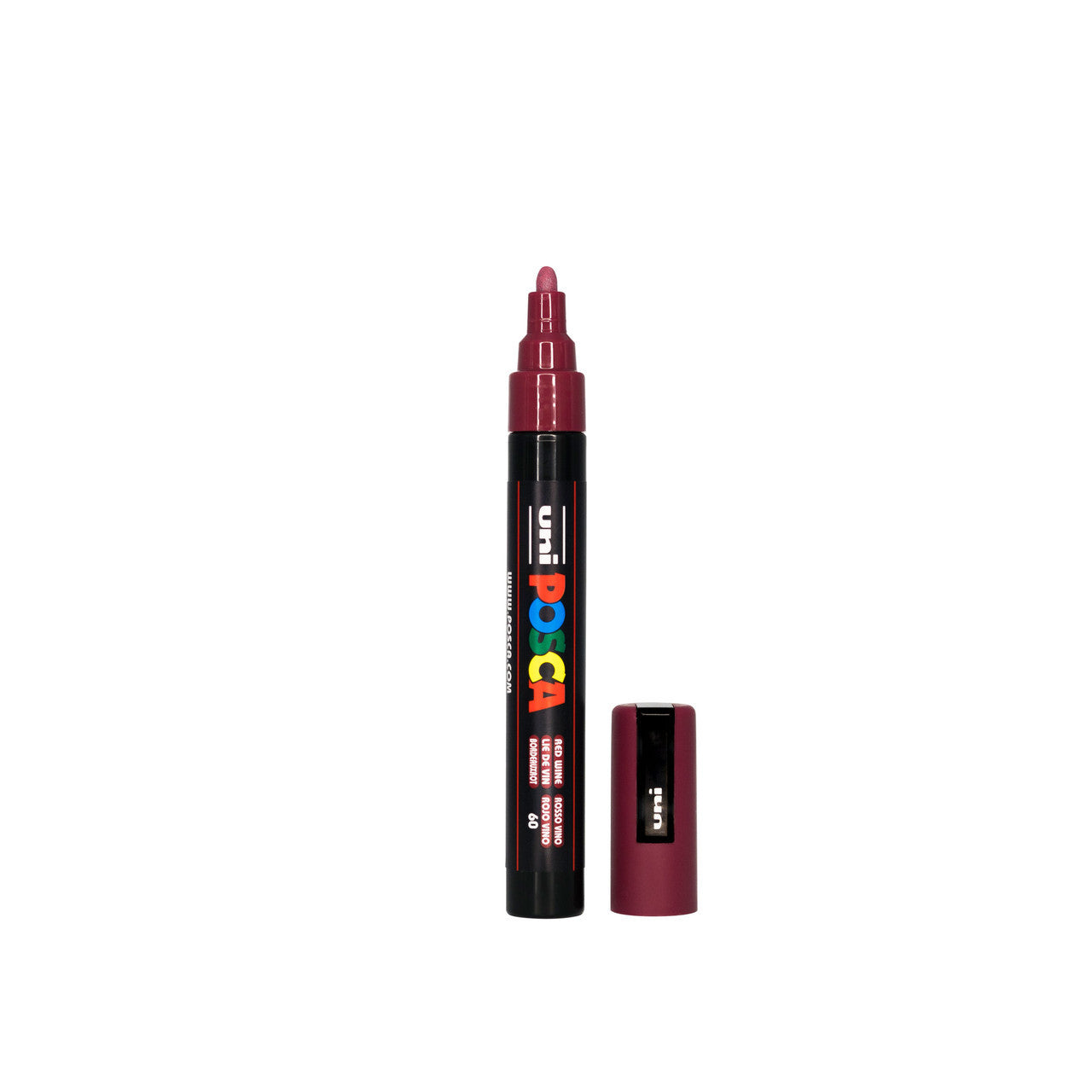 POSCA PC-5M Paint Marker Medium Bullet Tip Red Wine single pen showing ink colour