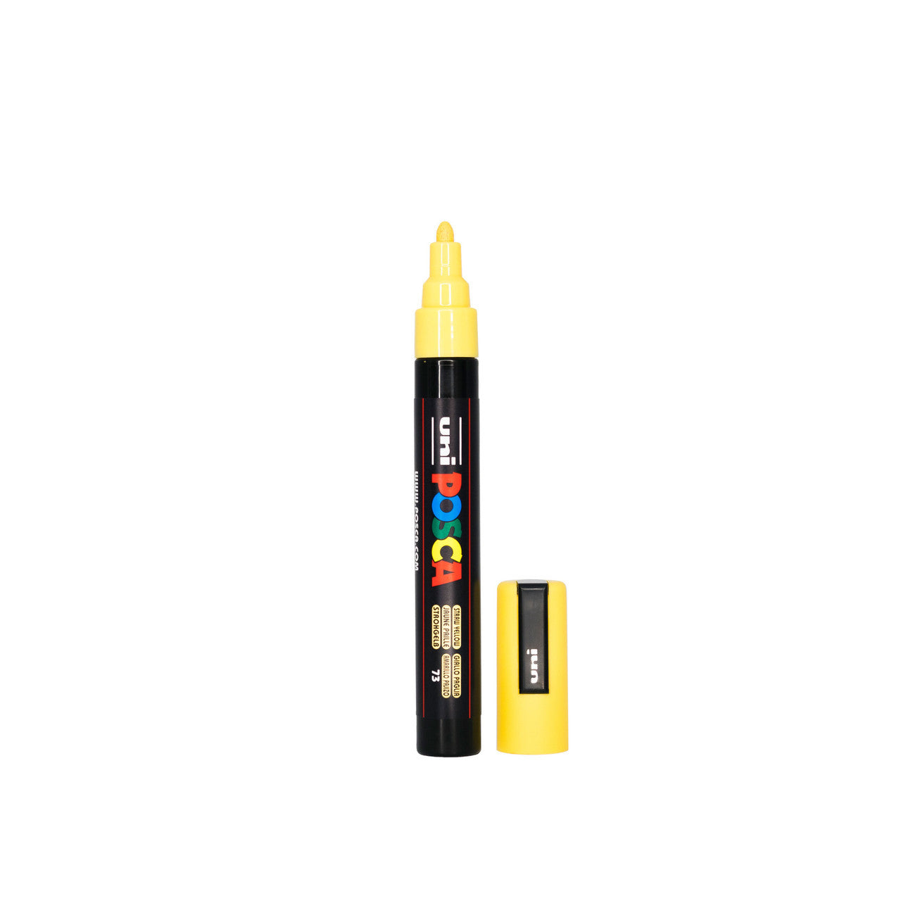 POSCA PC-5M Paint Marker Medium Bullet Tip Straw Yellow single pen showing ink colour