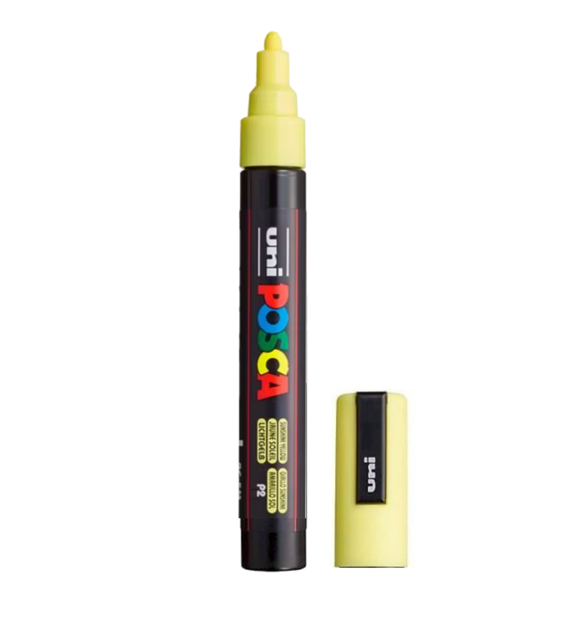 POSCA PC-5M Paint Marker Medium Bullet Tip Sunshine Yellow single pen showing ink colour