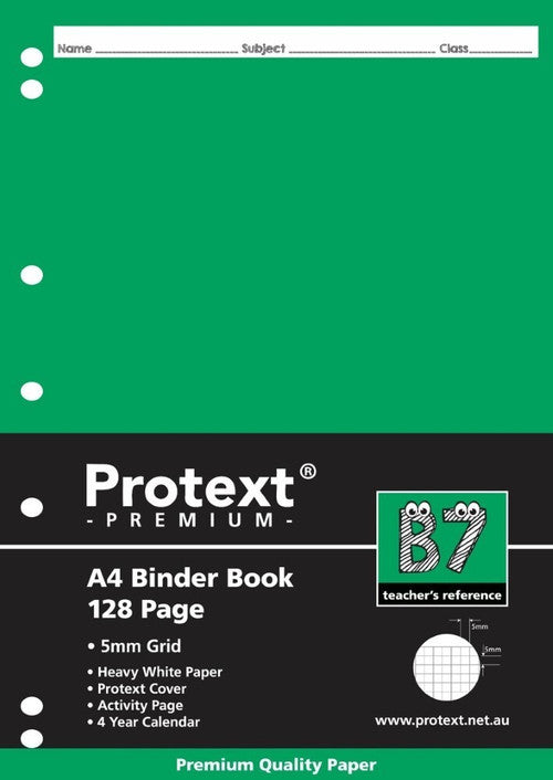 Protext Premium Binder Book A4 128 Page 5mm Grid Reinforced Punched Pack 10 — front cover