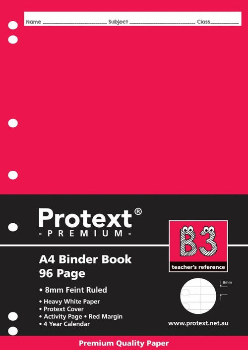 Protext Premium Binder Book A4 96 Page 8mm Ruled Red Margin Reinforced Punched Pack 10 — front cover