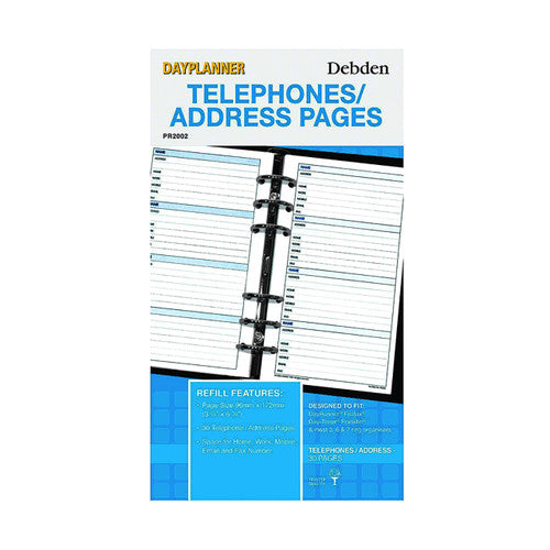 Collins Debden PR2002 Dayplanner Personal Size Telephone/Address Refill