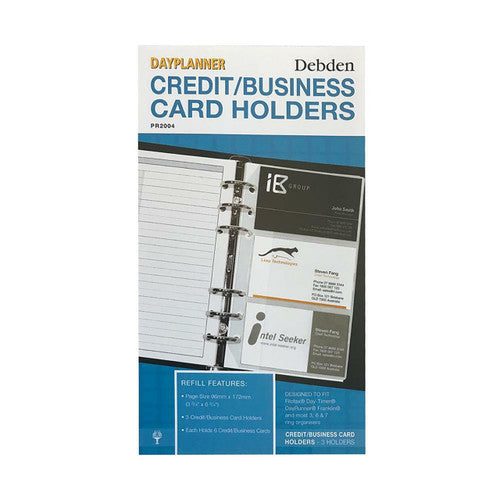 Collins Debden PR2004 Dayplanner Personal Size Credit/Business Card Holder Refill Pack of 3