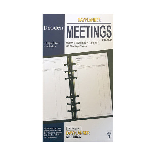 Collins Debden PR2009 Dayplanner Personal Size Meetings Refill