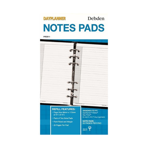 Collins Debden PR2011 Dayplanner Personal Size Note Pad Refill Pack of 2