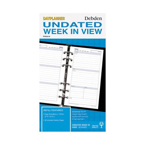 Collins Debden PR2016 Dayplanner Personal Size Weekly Non-Dated Refill