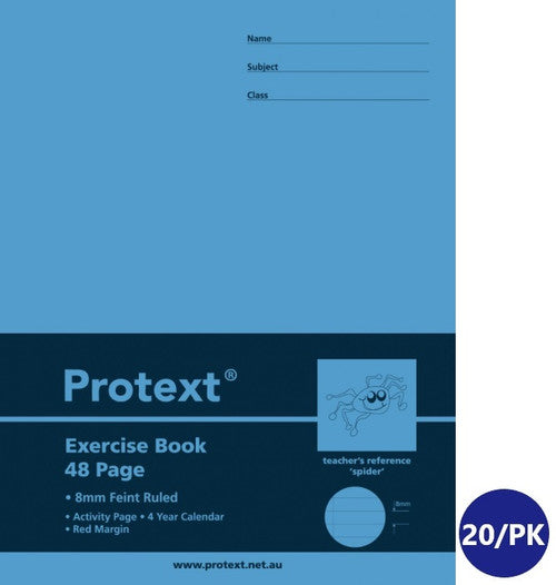 Protext Exercise Book 225x175mm 48 Page Ruled Polypropylene Spider Cover Pack 20 — front cover