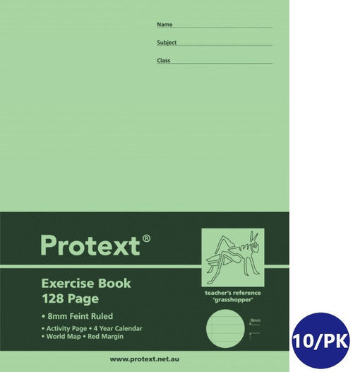 Protext Exercise Book 225x175mm 128 Page Ruled Polypropylene Grasshopper Cover Pack 10 — front cover