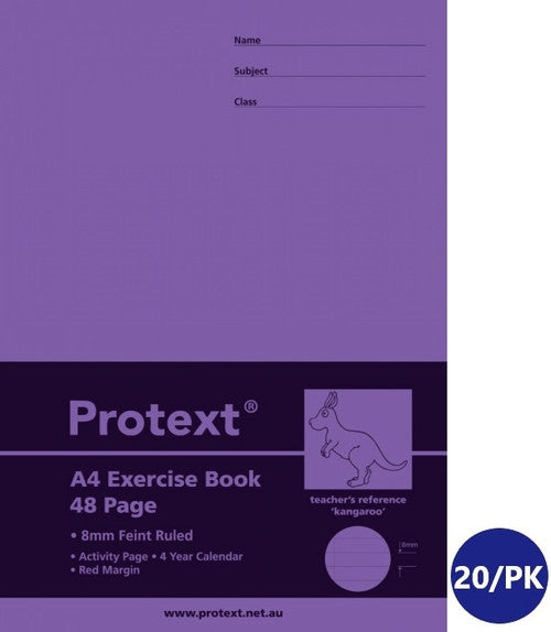 Protext Exercise Book A4 48 Page Ruled Polypropylene Kangaroo Cover Pack 20 — front cover