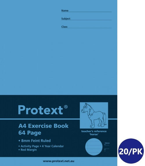 Protext Exercise Book A4 64 Page Ruled Polypropylene Horse Cover Pack 20 — front cover