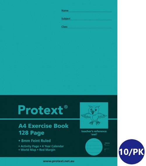 Protext Exercise Book A4 128 Page Ruled Polypropylene Owl Cover Pack 10 — front cover