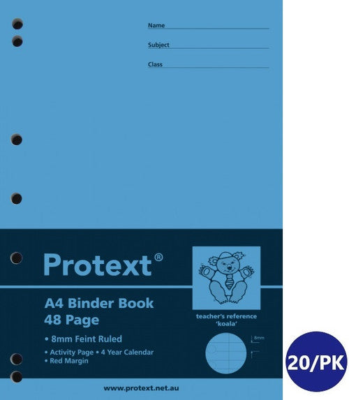Protext Binder Book A4 48 Page Ruled Polypropylene Koala Cover Pack 20 — front cover