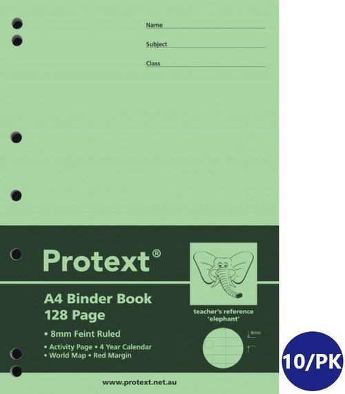 Protext Binder Book A4 128 Page Ruled Polypropylene Elephant Cover Pack 10 — front cover