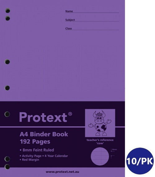 Protext Binder Book A4 192 Page Ruled Polypropylene Cow Cover Pack 5 — front cover