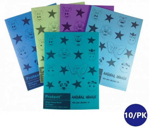Protext Animal Magic Mega Scrap Book 330x240mm 64 Page Plain Polypropylene Cover Pack 10 — front cover