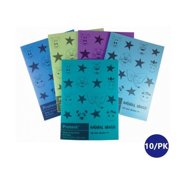 Protext Animal Magic Mega Scrap Book 330x240mm 64 Page Plain Polypropylene Cover Pack 10 — front cover