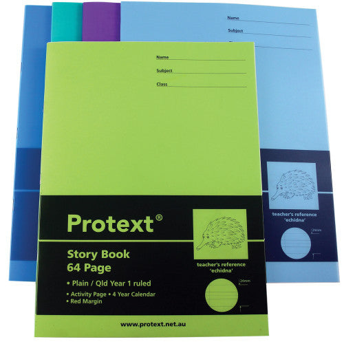 Protext Story Book 330 x 245mm 64 Page Plain QLD Year 1 Ruled Echidna Pack of 10