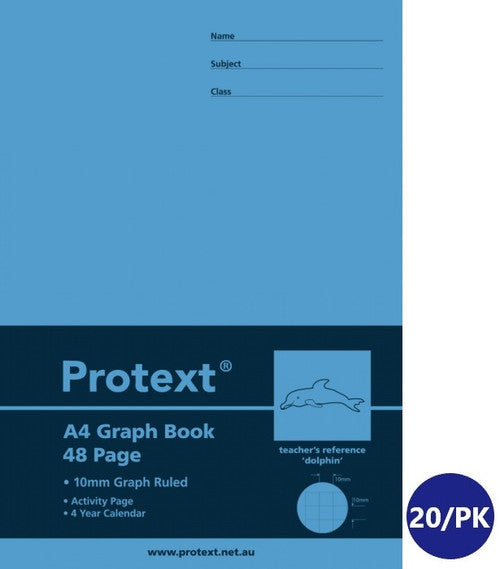 Protext Graph Book A4 48 Page 10mm Polypropylene Dolphin Cover Pack 20 — front cover