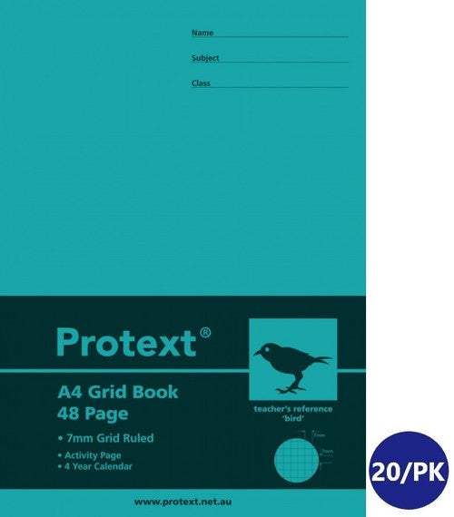 Protext Grid Book A4 48 Page 7mm Polypropylene Bird Cover Pack 20 — front cover