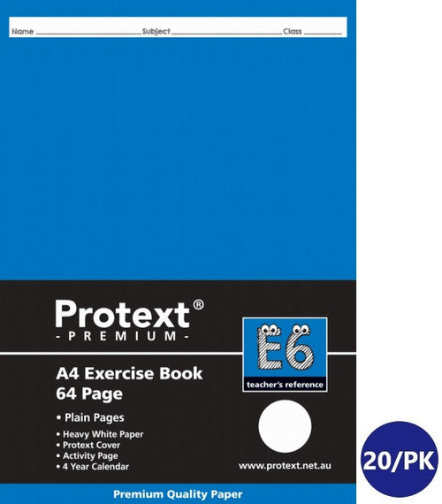 Protext Premium Exercise Book A4 64 Page Plain Pack 20 — front cover