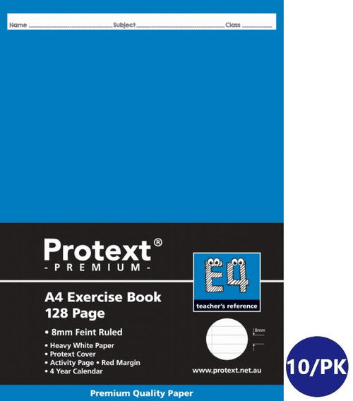 Protext Premium Exercise Book A4 128 Page 8mm Ruled Red Margin Pack 10 — front cover