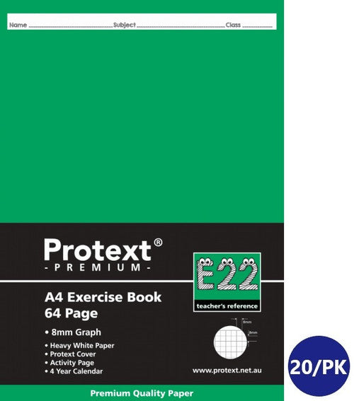 Protext Premium Exercise Book A4 64 Page 8mm Graph Pack 20 — front cover