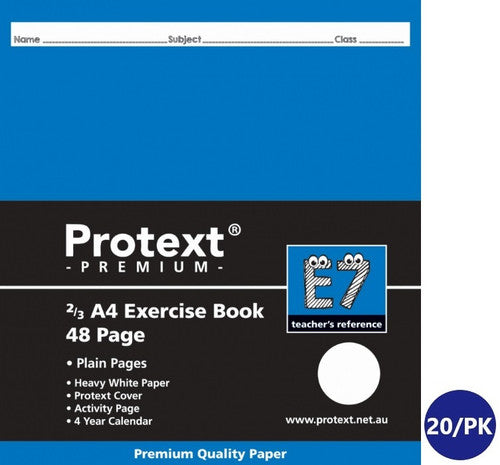 Protext Premium Exercise Book 2/3 A4 48 Page Plain Pack 20 — front cover