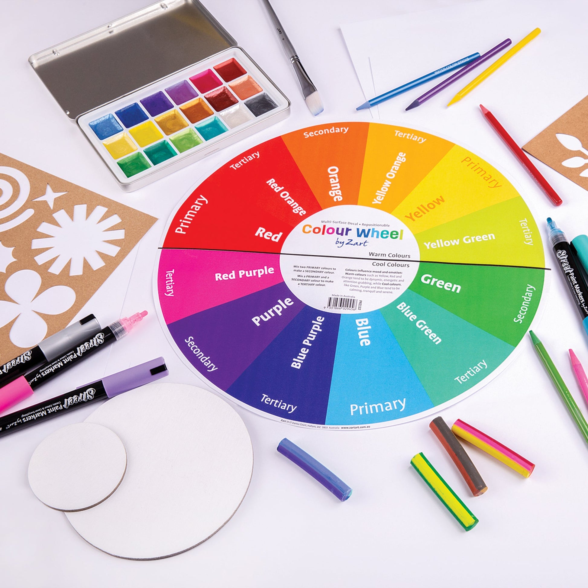 Zart Colour Wheel Multi Surface Decal 35cm Diameter 12 Segment Vinyl-1