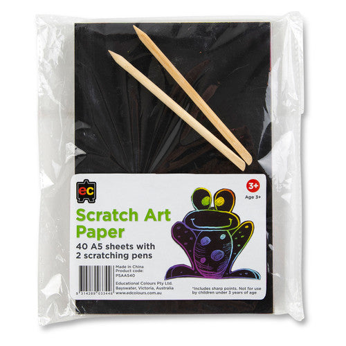Educational Colours Scratch Art Paper A5 Pack of 40