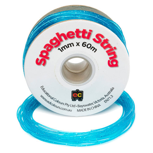 Educational Colours Spaghetti String 60m Glitter Sea Blue