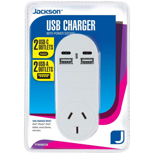 Jackson Fast Charge USB-C Wall Adaptor 1 Outlet White