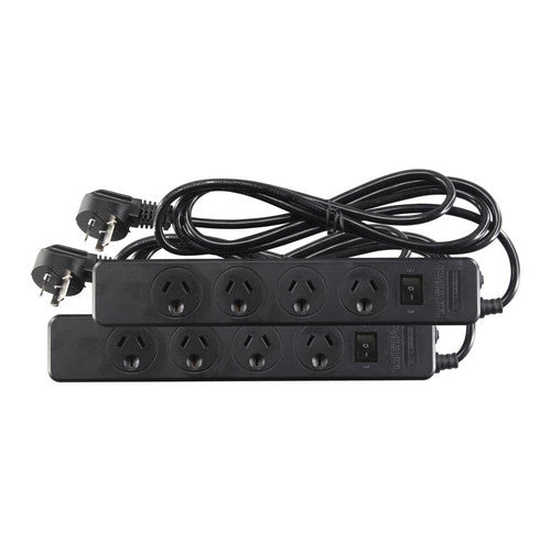 Jackson Master Switched Surge Powerboard 4 Outlet Twin Pack Black