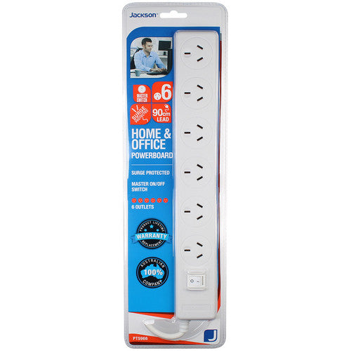 Jackson Surge Protected Powerboard 6 Outlet White