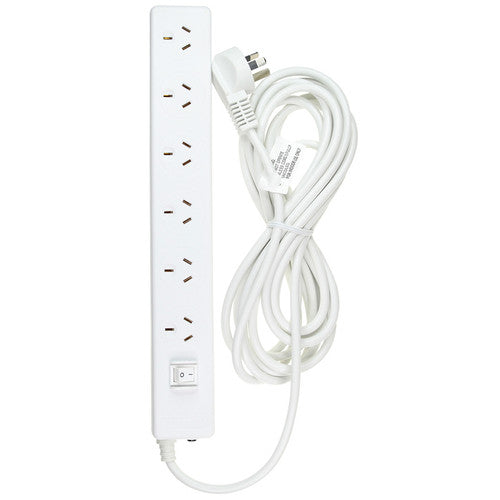 Jackson Extra Reach Powerboard 6 Outlet White