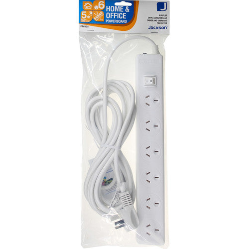 Jackson Extra Reach Powerboard 6 Outlet White
