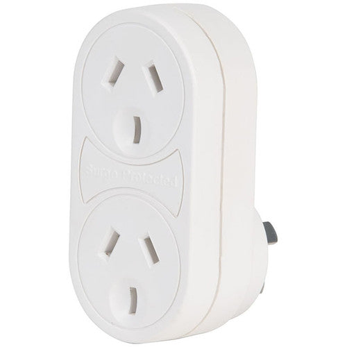Jackson Surge Protected Double Adaptor 2 Outlet White