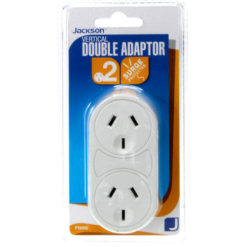 Jackson Surge Protected Double Adaptor 2 Outlet White